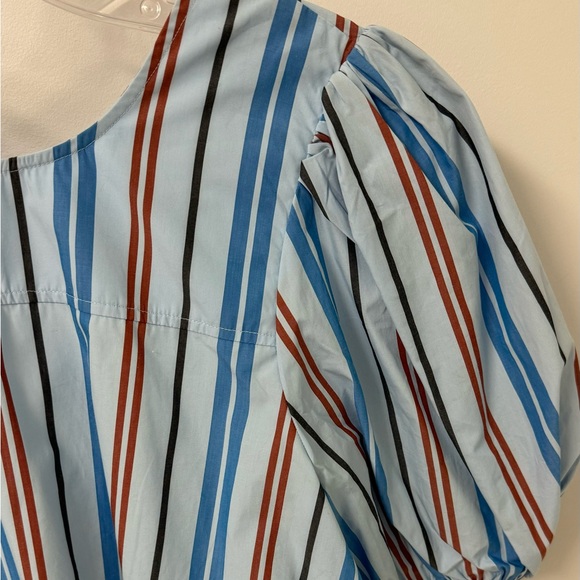 Ganni Striped Cotton Open-Back Blouse - EU 42/US 10 - Picture 4 of 8